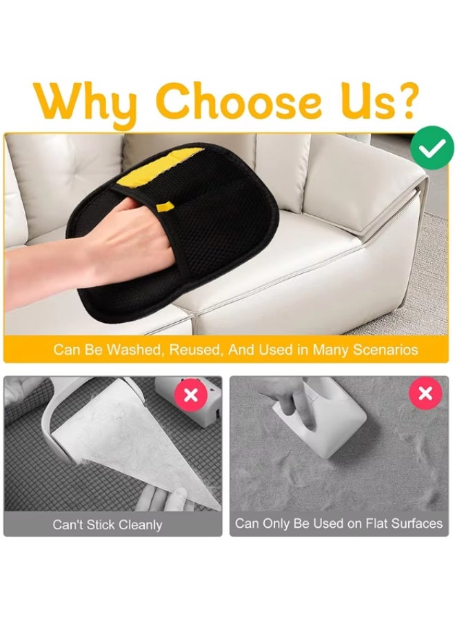 قفازات تنظيف الحيوانات الأليفة ذات وجهين، قفازات قابلة لإعادة الاستخدام لإزالة شعر الكلاب والقطط للغسل والتنظيف والتنظيف بالفرشاة، قفازات مضادة للكهرباء الساكنة للحيوانات الأليفة ذات الشعر الطويل/القصير - مجموعة من 4 قفازات (أصفر وأسود) - Image 4